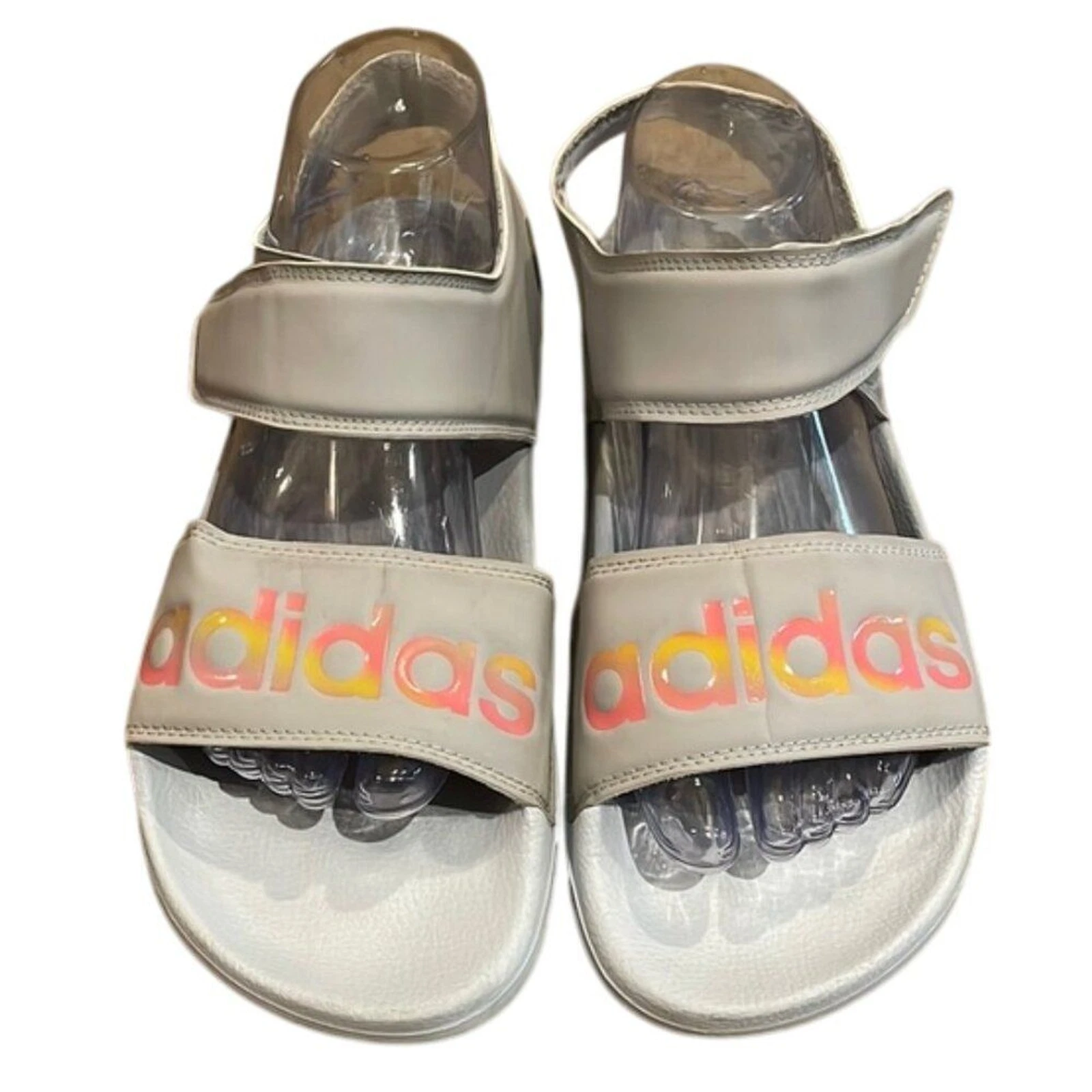 Adidas Adilette sandali grigi con cinturino scarpe donna taglia 9 leggeri