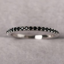 Black Onyx Ring 925 Sterling Silver Ring Round Cut Ring Eternity Ring for her