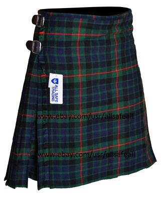 Men Scottish 9 Piece 8 Yards Kilt Outfit with Sporran, Gunn Tartan
