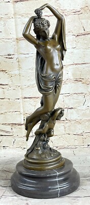 Vintage Französische Empire Neoclassical Bronze Statue Mit Cherub Figur Akt