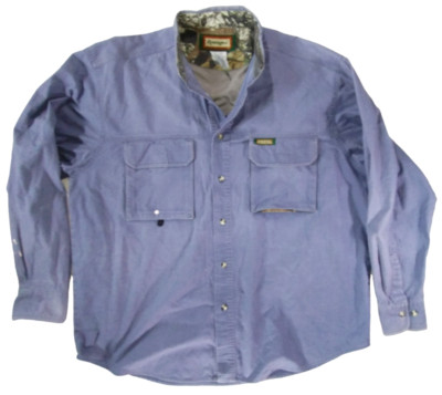 Men's Remington Light Blue Camo Shooter Long Sleeve Button Down Shirt Size Large