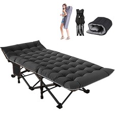 Folding Camping Bed Military 2-Layer Heavy Duty Sleeping Cot Carry Bag Mattress