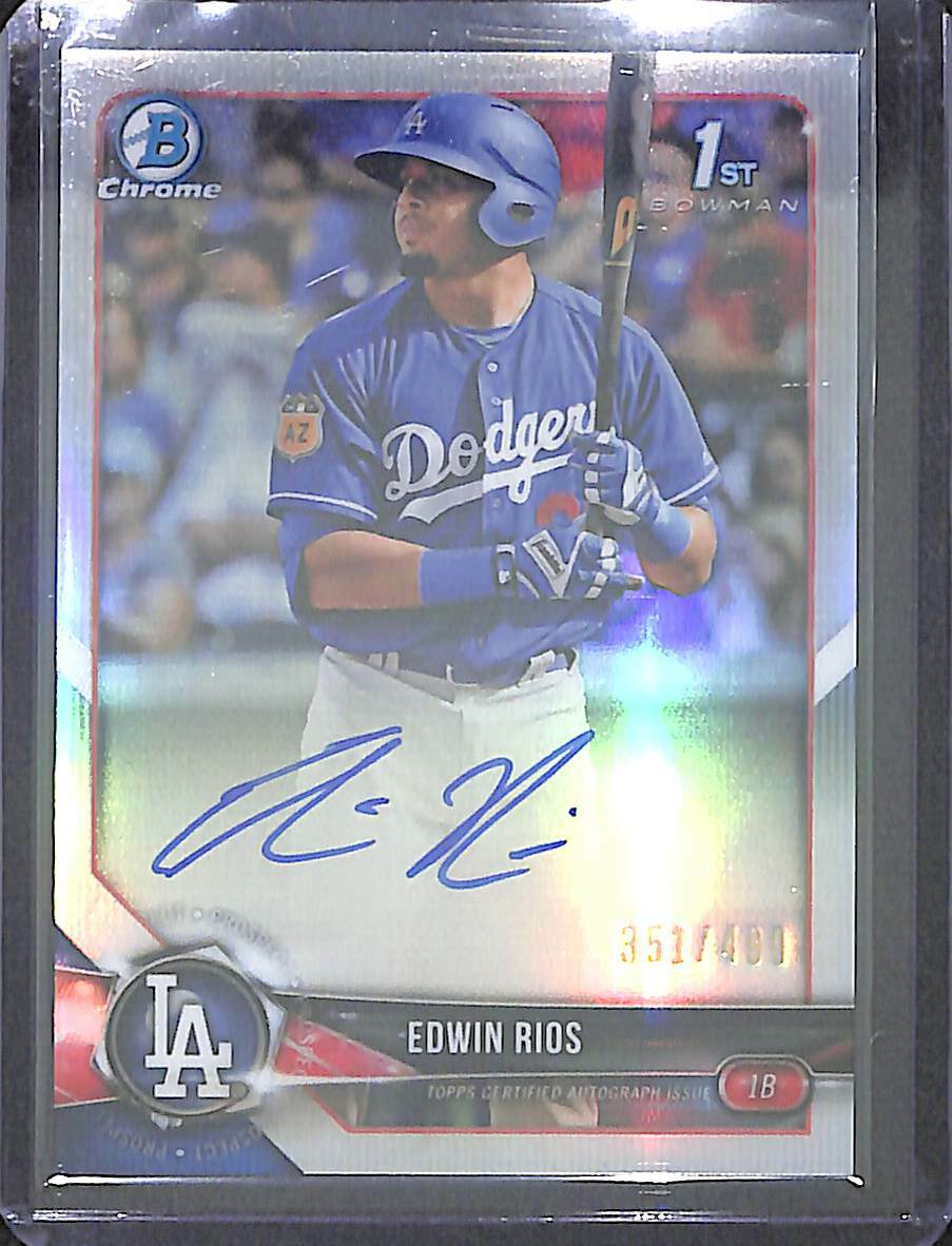 2018 Bowman Chrome Refractor Autograph #BCPA-ER Edwin Rios No 351 of 499