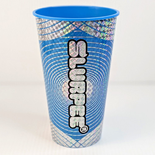 Slurpee Cup 7 Eleven Blue and Silver Reflective Holographic RARE 7-11