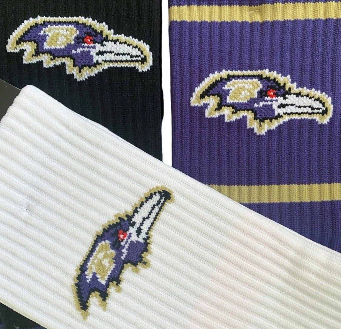 Strideline football Baltimore Ravens Team Logo Crew Socks M/L