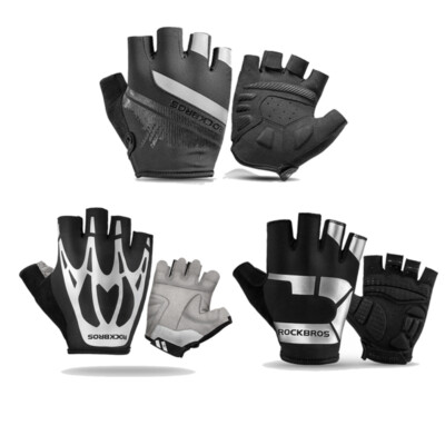ROCKBROS Fahrradhandschuhe Halbfinger Handschuhe Fingerlos Atmungsaktiv Gr.7-12