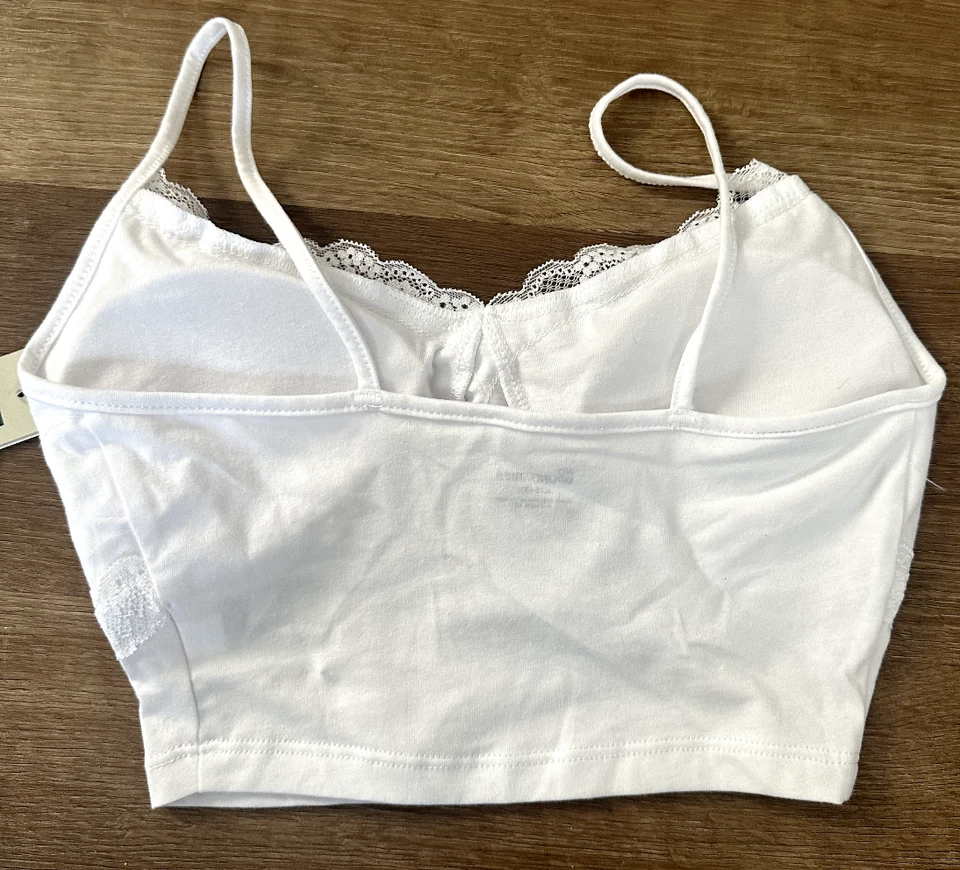 Brami Recortado Acolchado Blanco Algodón Juniors XXS 00 Sin Límites Encaje Recortado Foto 4 de 4