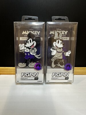 SET OF TWO Limited Disney Platinum 100 Mickey 1140 & Minnie Mouse 1139 FiGPin