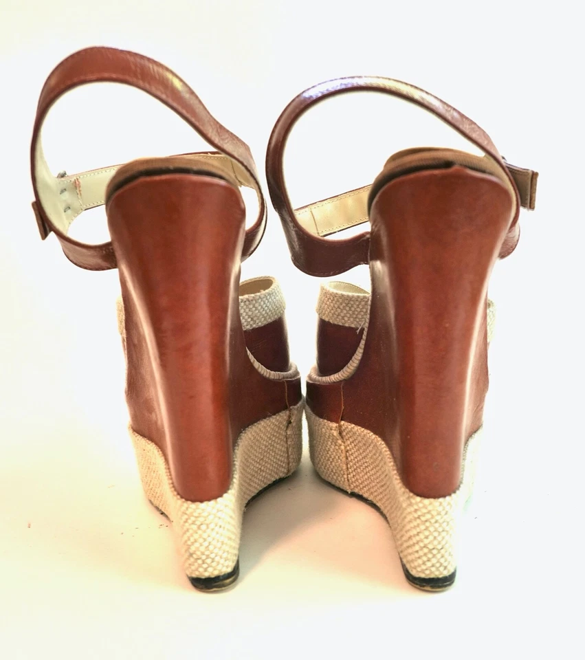 Sandalia con plataforma de cuña de cuero mod vintage años 70 británica Hardy Willis Reino Unido 4,5 Foto 3 de 4