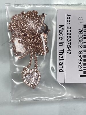 100% Authentic PANDORA Rose 14k Gold P Sparkling Heart Necklace 