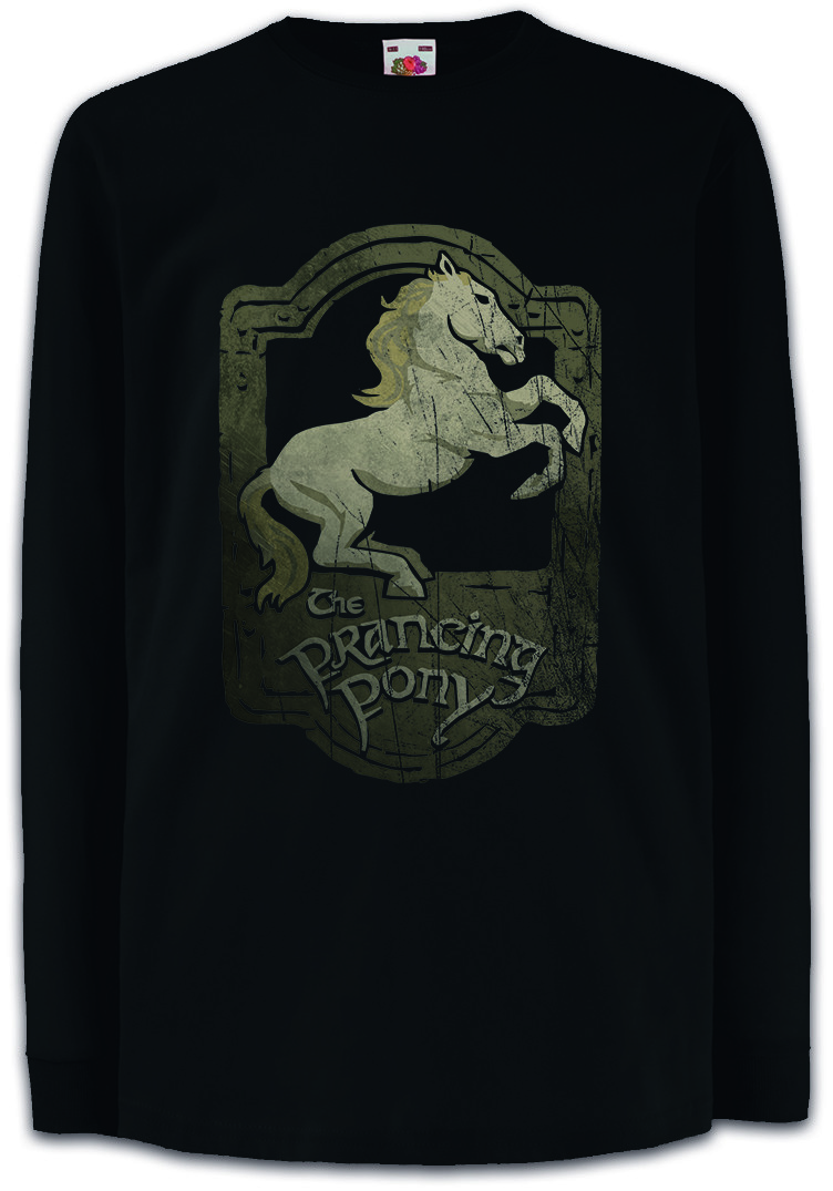 T shirt manica lunga bambino PRANCING PONY Signore degli Anelli Pony Inn Rings