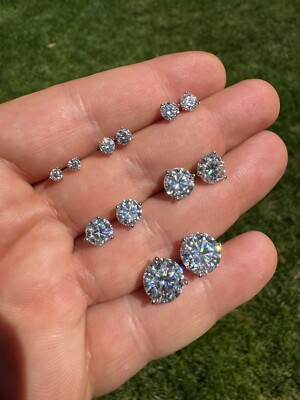 Orecchini Martini Vera Moissanite Pushback Borchie 3 Piedi Argento 925 - Foto 6