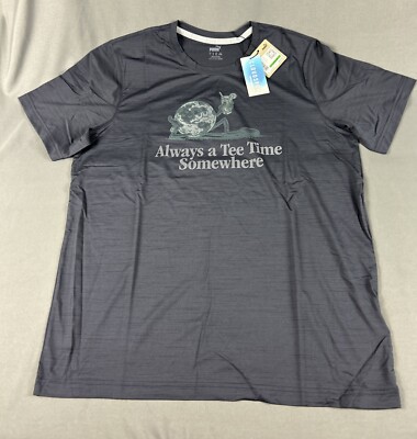 Puma Golf Shirt T-Shirt Cloudspun Tee Time Somewhere Print Large Blue MSRP $45