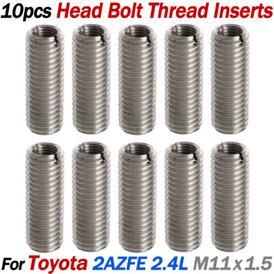 10PCS/PACK Head Bolt Thread Inserts M11x1.5 For Toyota 2002-05 Solara 2AZFE 2.4L