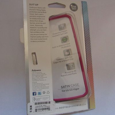 BODY GLOVE Pink Satin Gel Case Impact Resistan for LG G3 Vigor- Brand NEW OEM