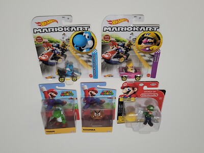 Super Mario Action Figure Lot Luigi, Goomba, Yoshi, Wario, Blue Yoshi NEW