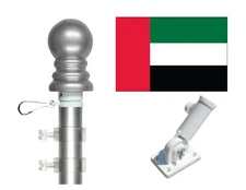 U A E  3'x5' Polyester Flag & Spinner Flagpole Set w/Adjustable Bracket