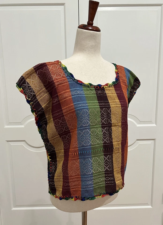 Blusa multicolor Treadle Loom Hecha en Oaxaca México. Hecho artesanal Foto 2 de 4