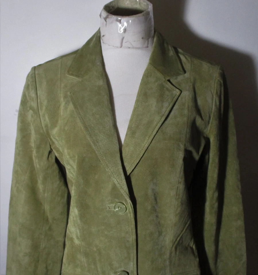 Chaqueta con botones CHADWICKS verde 100 % cuero talla 10T nueva con etiquetas Foto 2 de 4