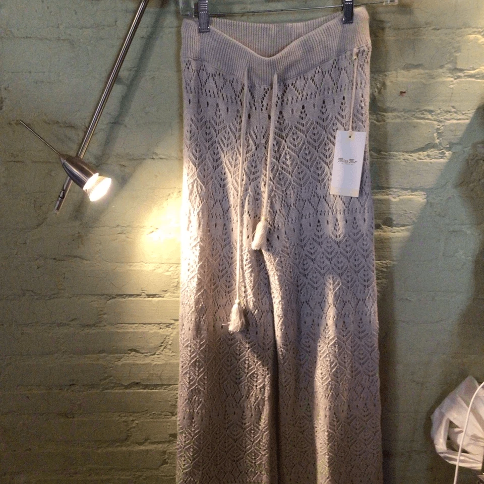 NEW! Rare Miss Me Cream Crochet Wide-Leg Pants - Image 4 of 4
