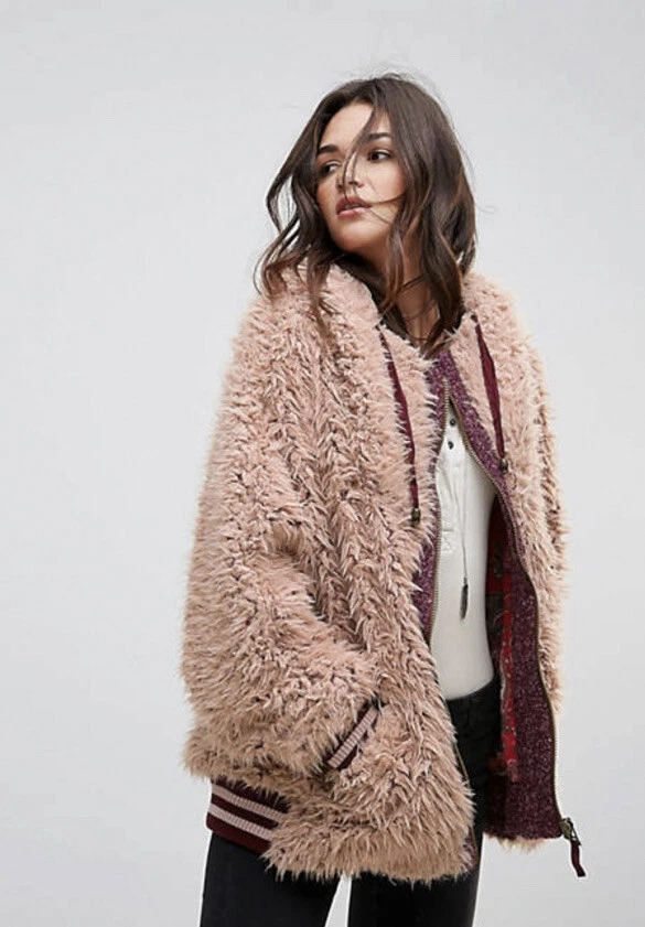 Free people fluffy fuzzy dolman jacket Coat XS S eBay
