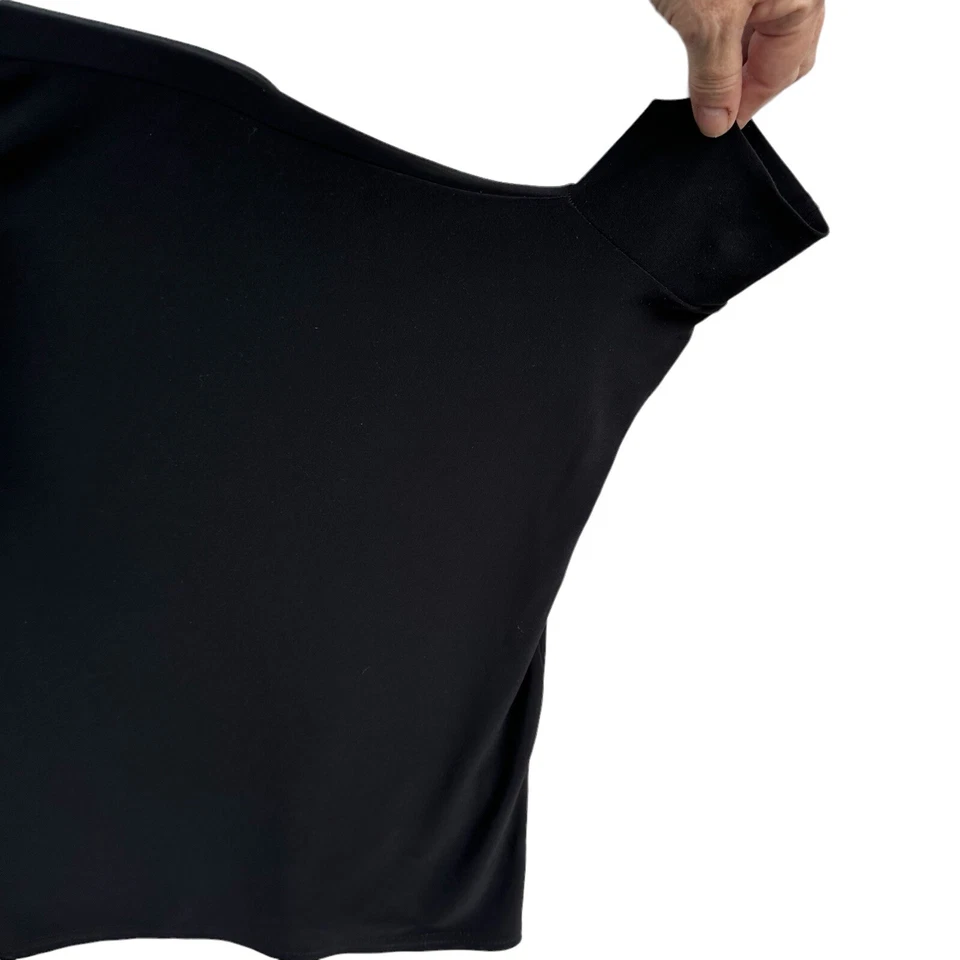 JOSEPH RIBKOFF Womens 2 Black Boxy Hoodie Cropped Top Shirt With Hood Oversized - Image 3 of 4