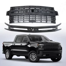 For 2019-2022 Silverado 1500 Front Bumper Grille w/Grill Trim Black Assembly