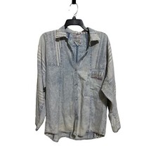 Jordache Studio VIntage Acid Wash Long Sleeve Button Down Top M