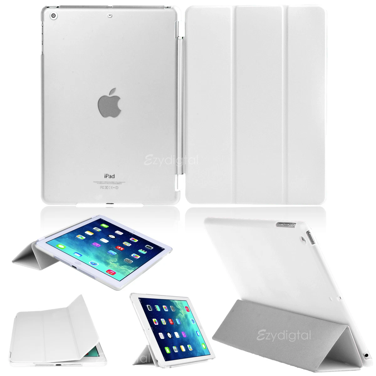 WHITE Flip Smart Cover + Back Matte Case For Apple iPad Air iPad 5 | eBay