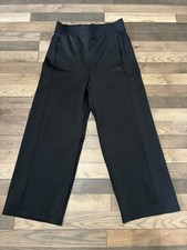 Adidas Womens Wide Leg Sweatpants Active Pants Size M Black Zip Pockets New
