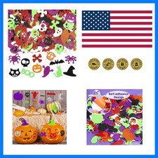 300Pcs Halloween Foam Stickers Glitter Self-Adhesive Craft Decals Foam Mate...