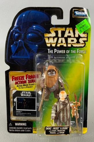 Kenner Star Wars Power of the Force Ewoks: Wicket & Logray  NEW SEALED on CARD!