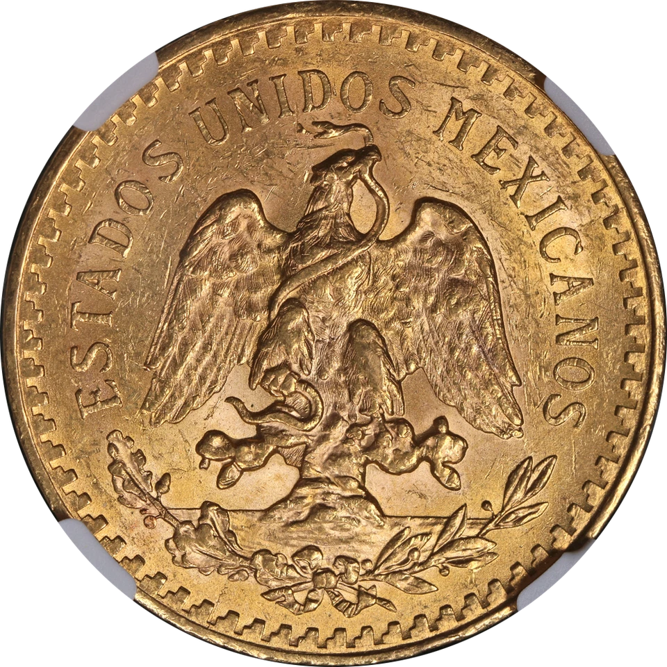 1922 Mexico Gold 50 Peso NGC MS60 Great Eye Appeal Nice Strike - Image 2 of 4