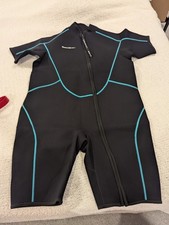 Women's SeaSkin Black Blue Shorty Wetsuit Front Zip Size XL NWOT