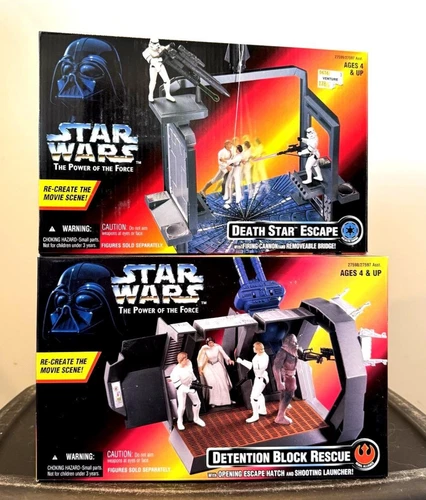 Star Wars POTF Death Star Escape + Detention Block Rescue Playset Kenner 1996 Lo