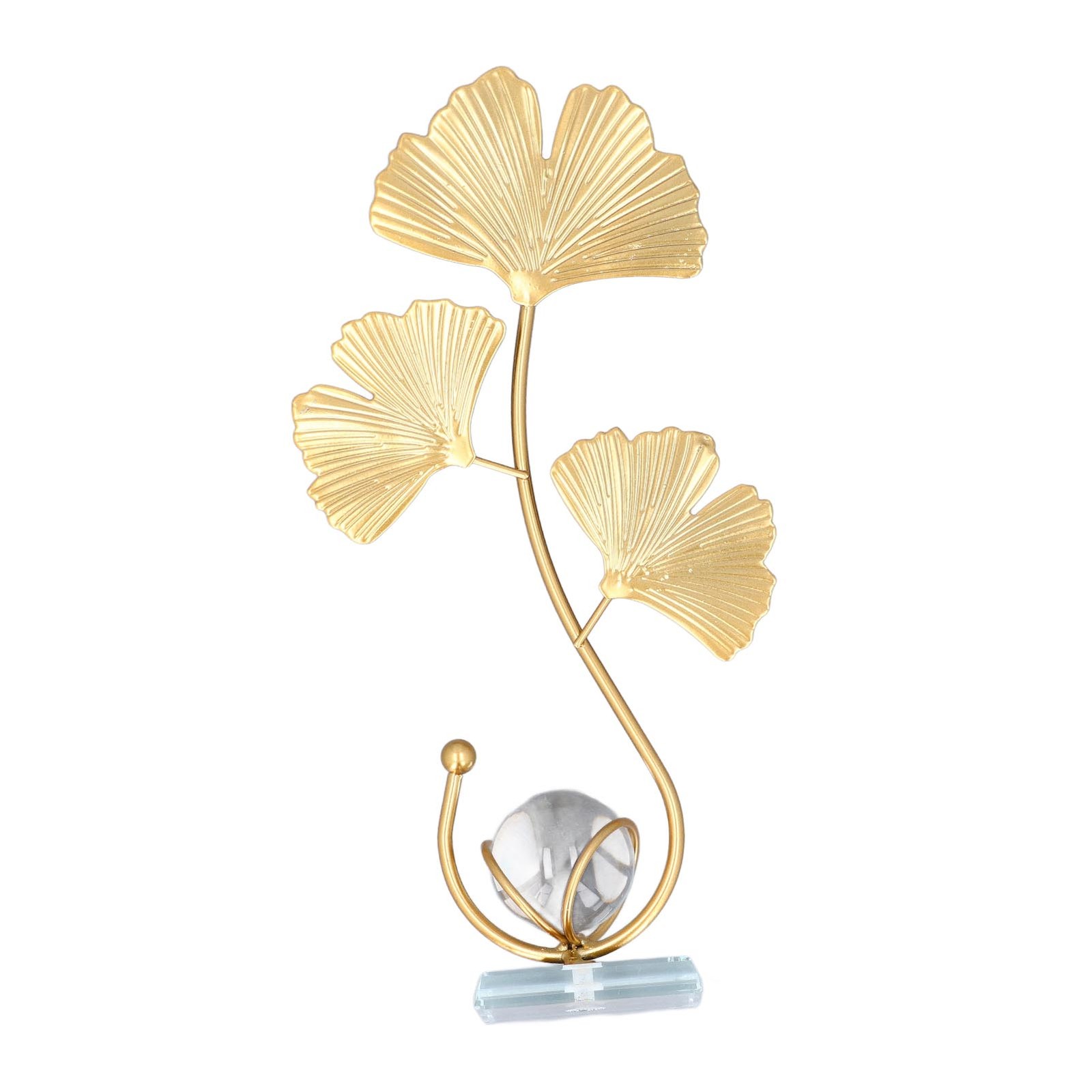 Iron Leaf Crystal Ball Decor Decorative Exquisite Metal Leaf Crystal Ball