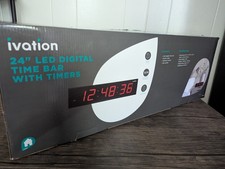 Ivation 24 in. Red Large Digital LED Clock wi...