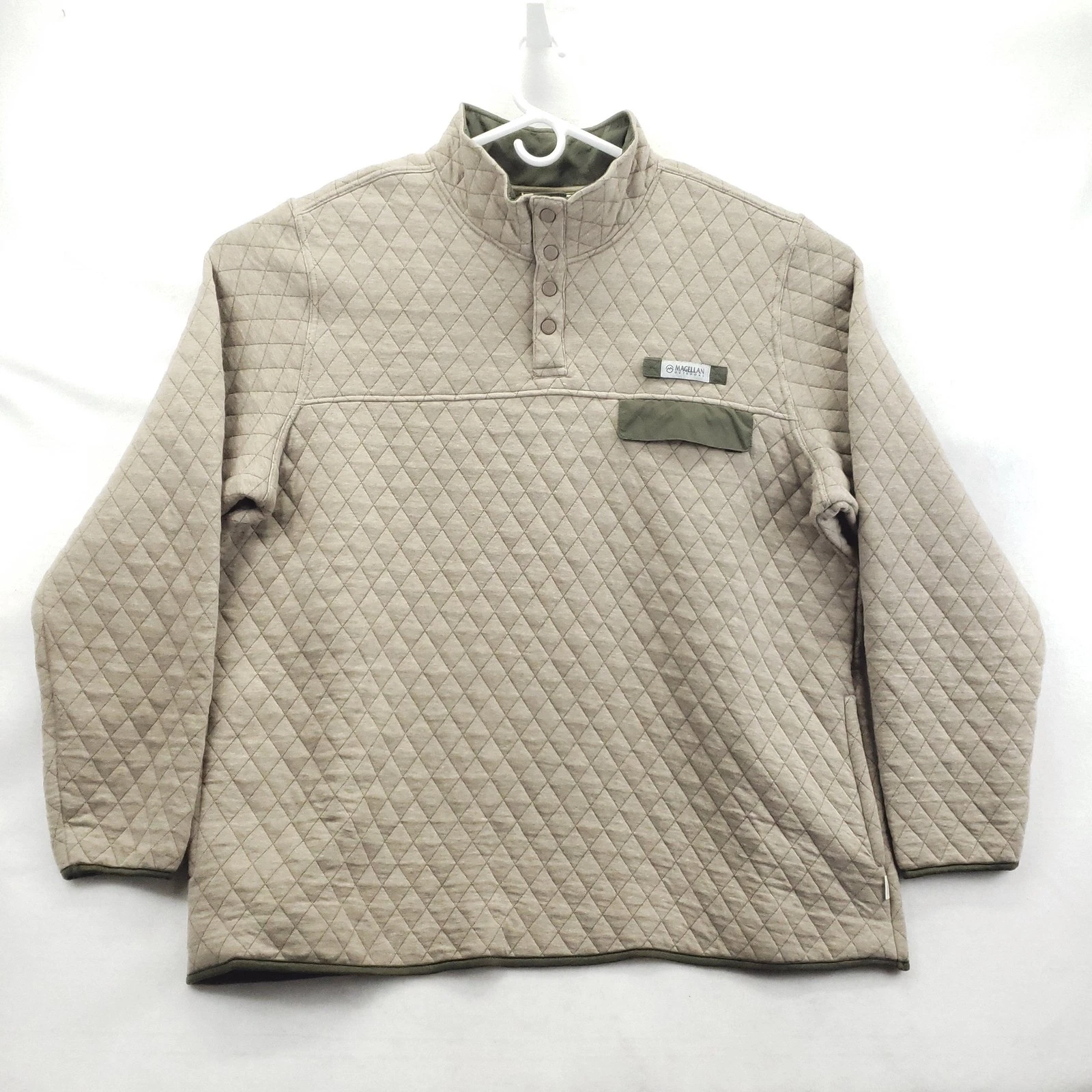 Magellan Outdoors Jacket Mens 3XL Beige Quilted Snap Pullover Outdoor Classic