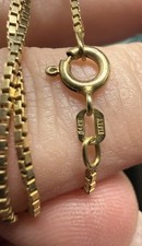 14K Solid Yellow Gold 1mm Box Link Chain Necklace 18in