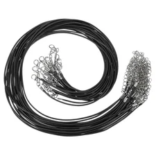20 Pcs 16"x0.06" Necklace Cord Waxed Leather Necklace String Rope Black