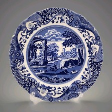 Set Of 4 Spode BLUE ITALIAN Dinner Plates 10 " Made In England Blue  White EUC