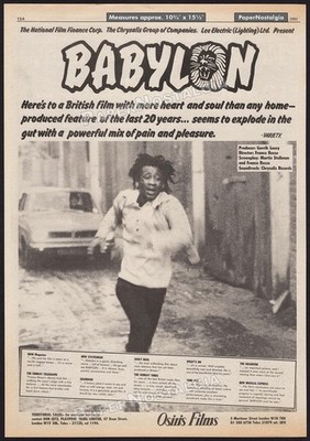 BABYLON - Original 1981 Trade AD / poster _ Brinsley Forde _ Jah Shaka _ reggae