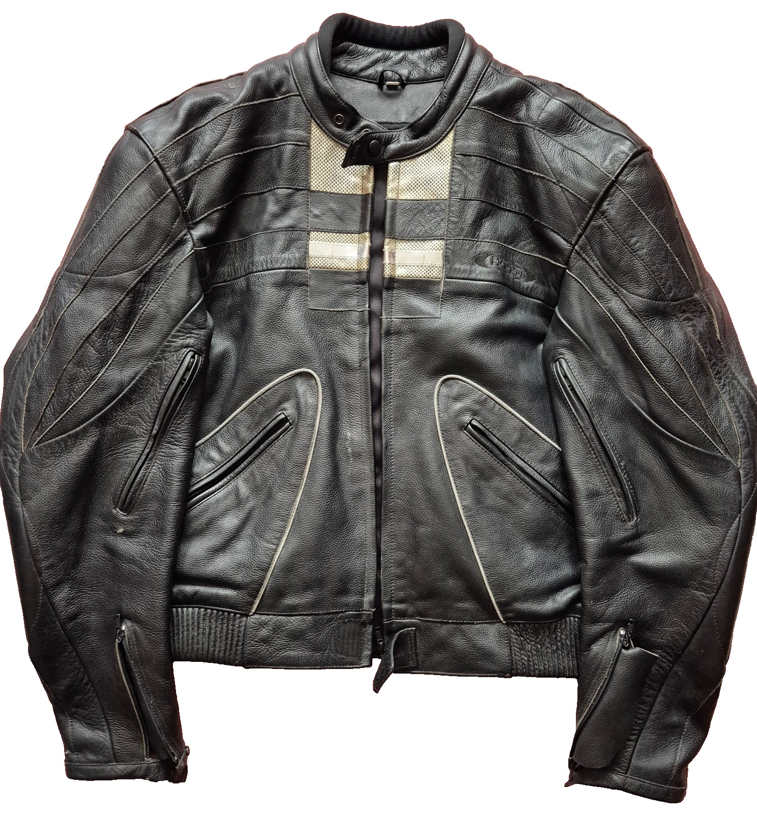 Vintage HARRO motorcycle leather jacket–genuine cowhide, heavy and high quality