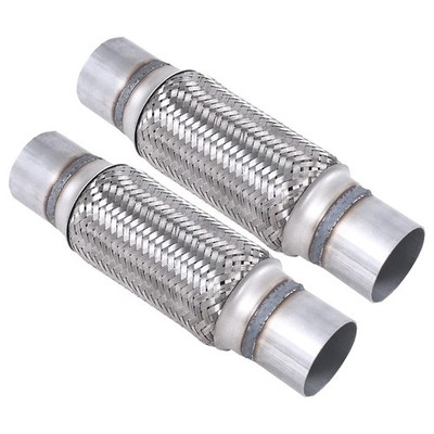 FGJQEFG 2PCS Exhaust Flex Pipe Stainless Steel Braid 2.5''Inch x 8''Inch w/Ends