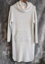 Softies Slouch Turtleneck Lounger Dress Marshmallow Gray Chenille XS Oversized