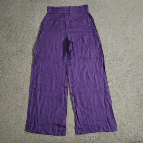 Claude Montana, State Claude Montana Trousers Womens 10 (44) Purple Linen Wide Leg Light VTG 90s