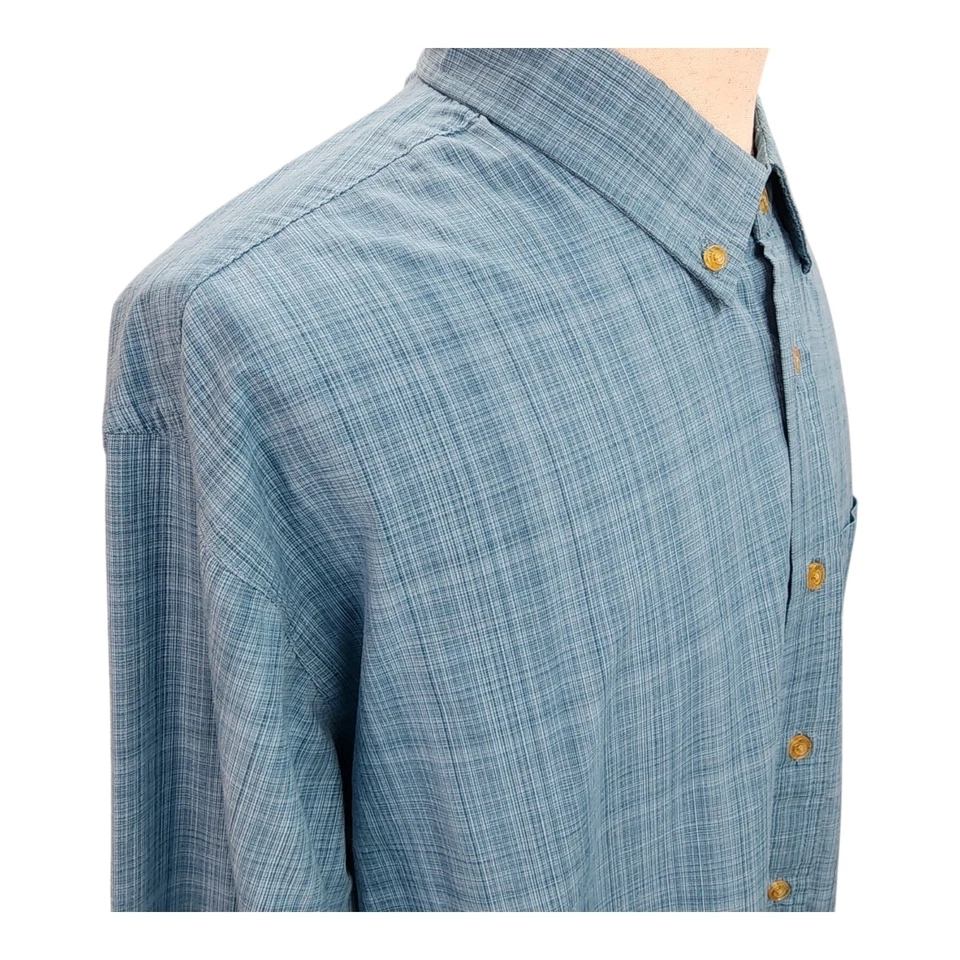 Haggar Clothing Dress Shirt Men XLARGE Blue Plaid Office Career Professional - Image 3 of 4