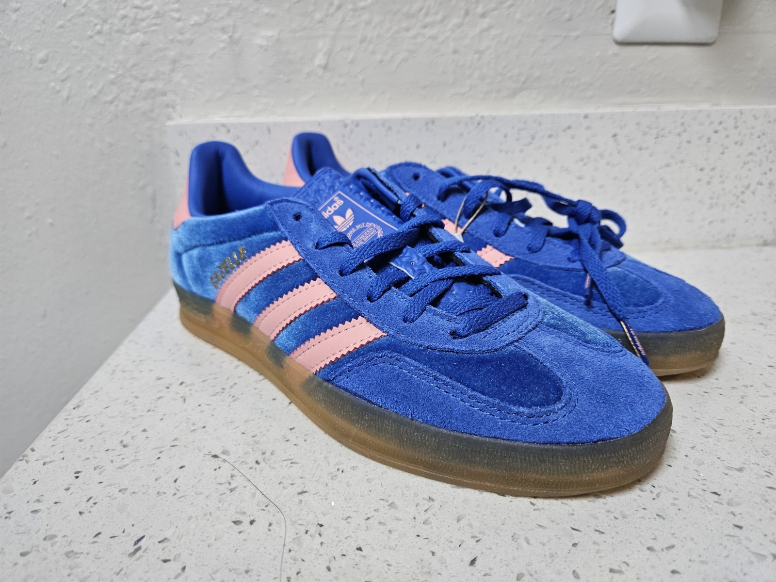 Adidas Gazelle Indoor 'Blue Semi Pink Velvet' Women's  - IG6785 Size 6.5 thumbnail 6