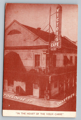 Victor's Cafe Street View Toulouse New Orleans Louisiana Vintage Postcard