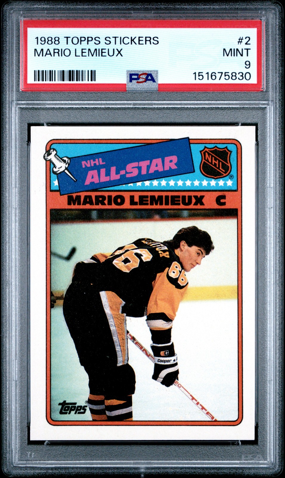1988 TOPPS STICKERS #2 MARIO LEMIEUX PSA 9